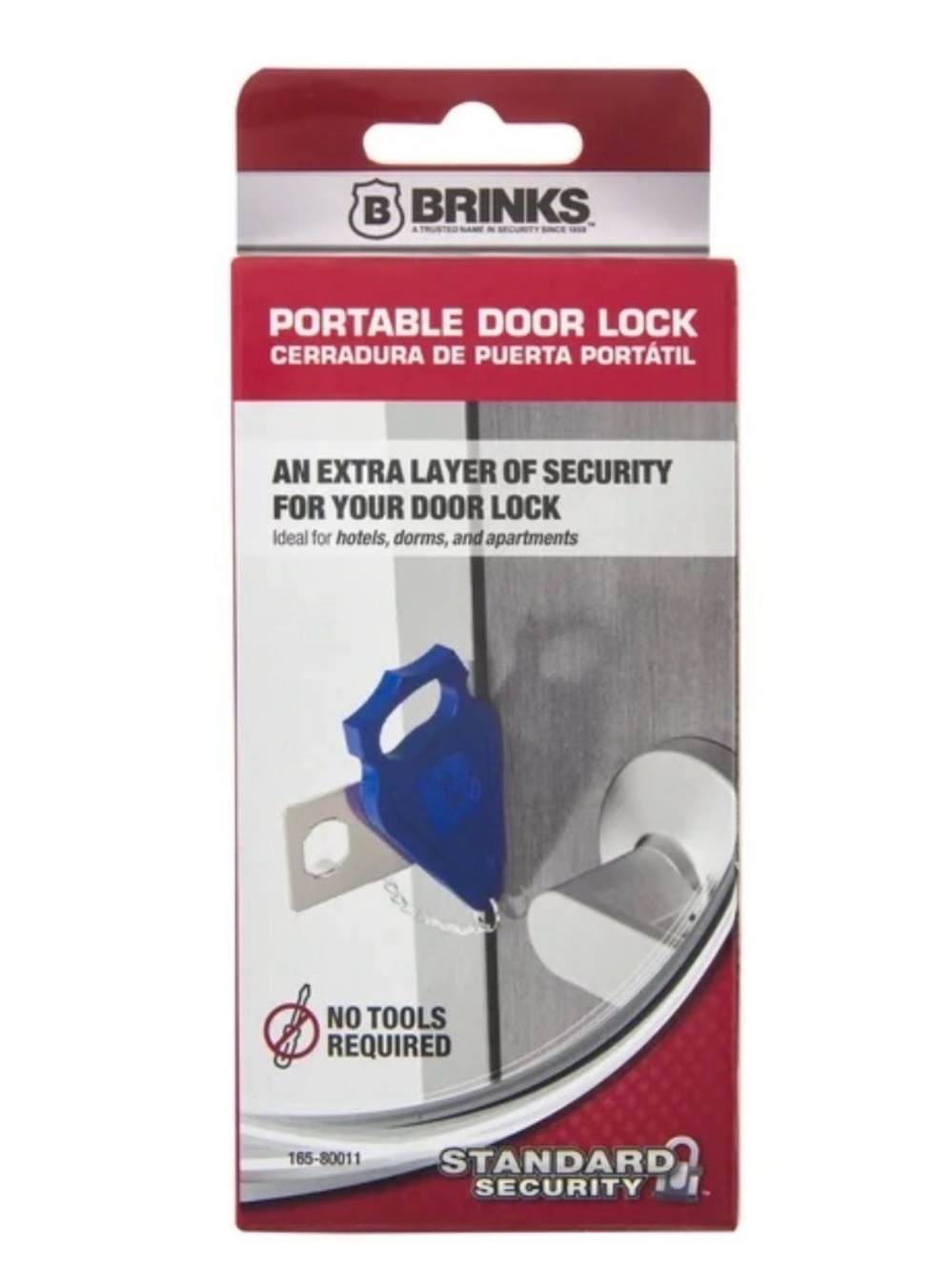 Brinks Portable Door Lock - Blue and Silver Packaging